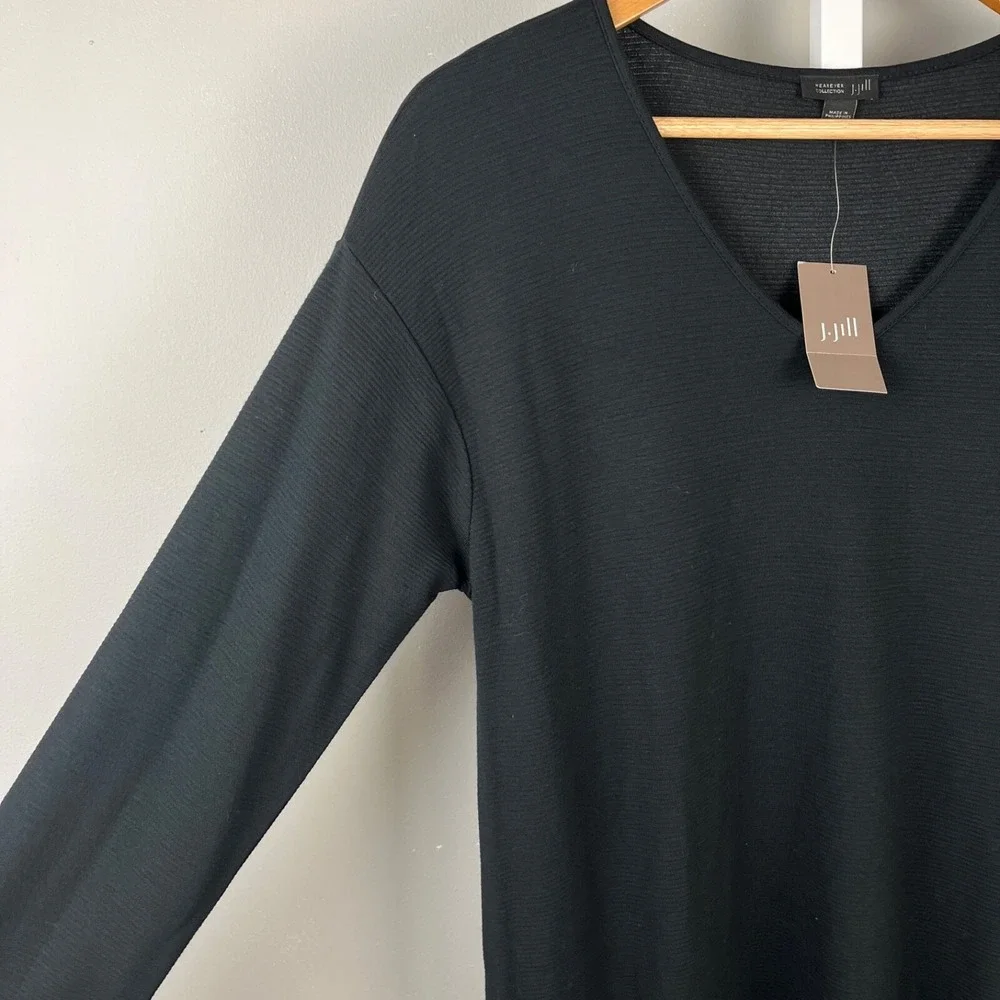 J. Jill Petites Dress Womens MP Wearever Collection Black Rib‎ Knit New NWT